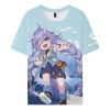 Anime Honkai Star Rail Cosplay Short sleeved T shirt Bailu Men Women T shirts 4 - Honkai: Star Rail Merch